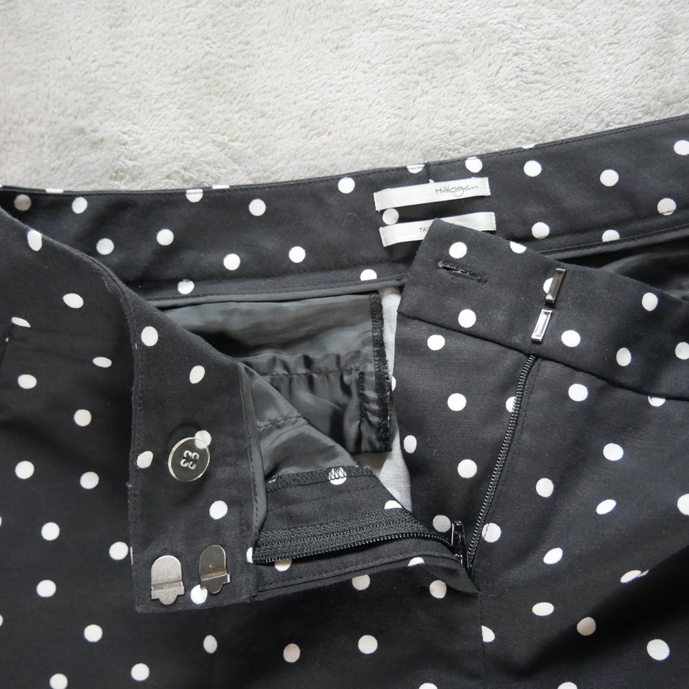 Halogen Taylor Fit Womens 4 Petite Black White Polka Dot Pants - Picture 4 of 11